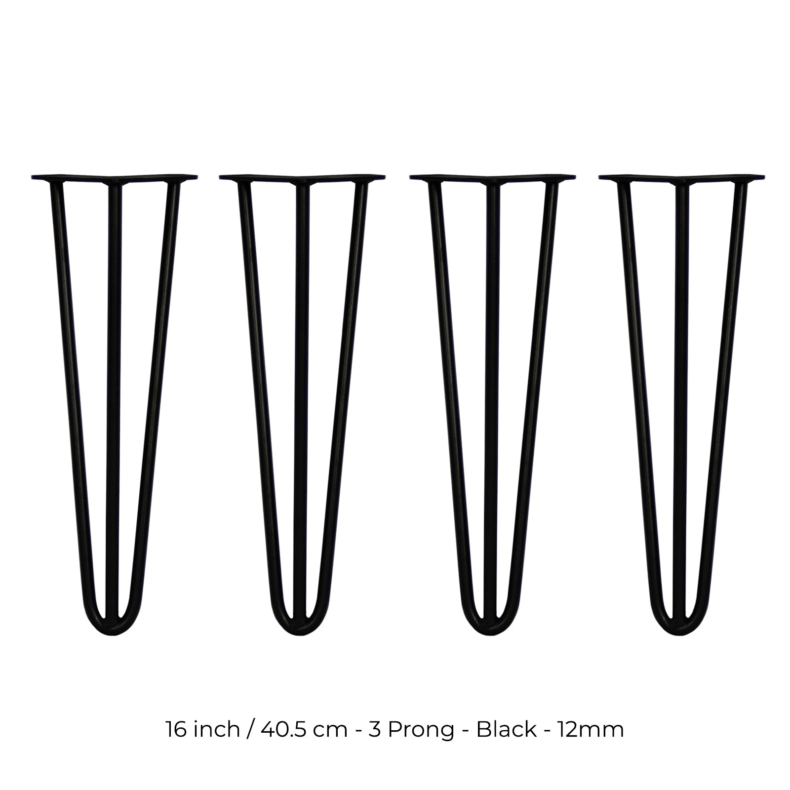 4 Gambe per Tavolo a Forcina SkiSki Legs 40,6cm Acciaio Nero 3 Rebbi 12mm