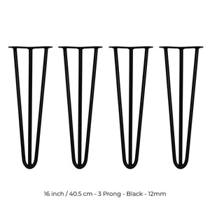 4 Gambe per Tavolo a Forcina SkiSki Legs 40,6cm Acciaio Nero 3 Rebbi 12mm