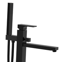 Miscelatore bordo vasca da pavimento nero opaco con kit doccia serie Absolute