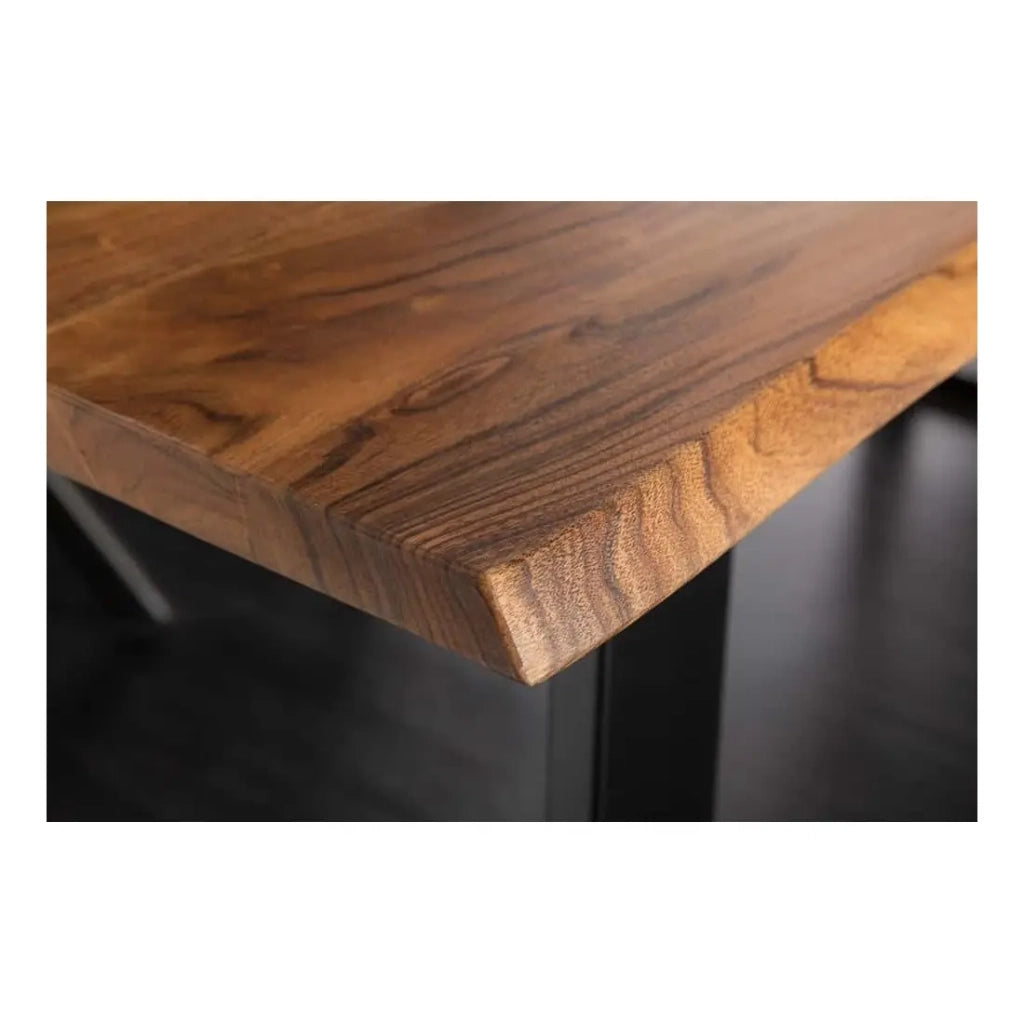 Tavolo da pranzo ARKAYA 180 cm – Piano in legno di acacia selvatica verniciato e gambe in metallo nero a U – Stile industriale