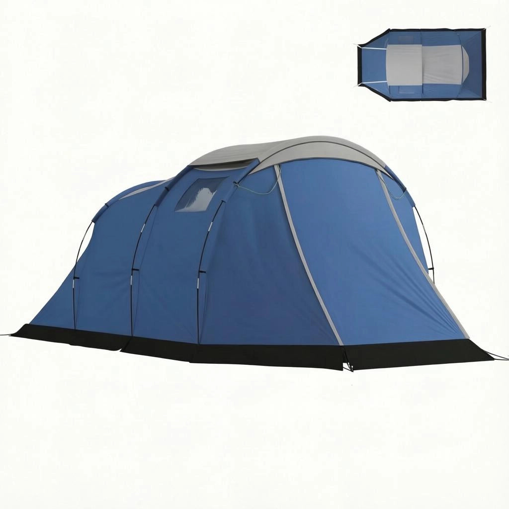 TENDA DA CAMPEGGIO A TUNNEL 460x260x190 cm Blu, 3-4 posti, impermeabile 3000 mm