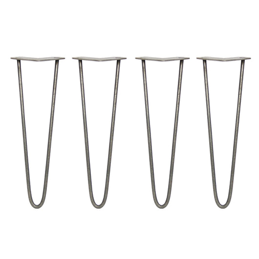 4 Gambe per Tavolo a Forcina SkiSki Legs 40,6cm Acciaio Naturale 2 Rebbi 10mm