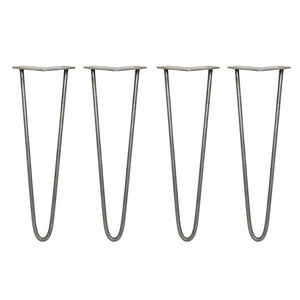 4 Gambe per Tavolo a Forcina SkiSki Legs 40,6cm Acciaio Naturale 2 Rebbi 10mm