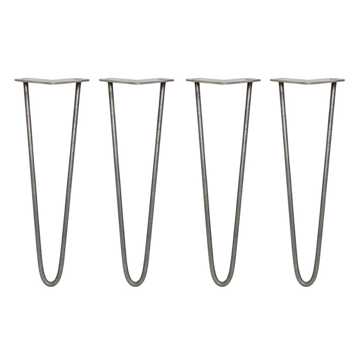 4 Gambe per Tavolo a Forcina SkiSki Legs 40,6cm Acciaio Naturale 2 Rebbi 10mm