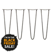 4 Gambe per Tavolo a Forcina SkiSki Legs 40,6cm Acciaio Naturale 2 Rebbi 10mm