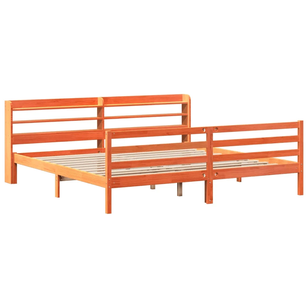 vidaXL Letto senza Materasso Marrone Cera 200x200 cm in Legno di Pino