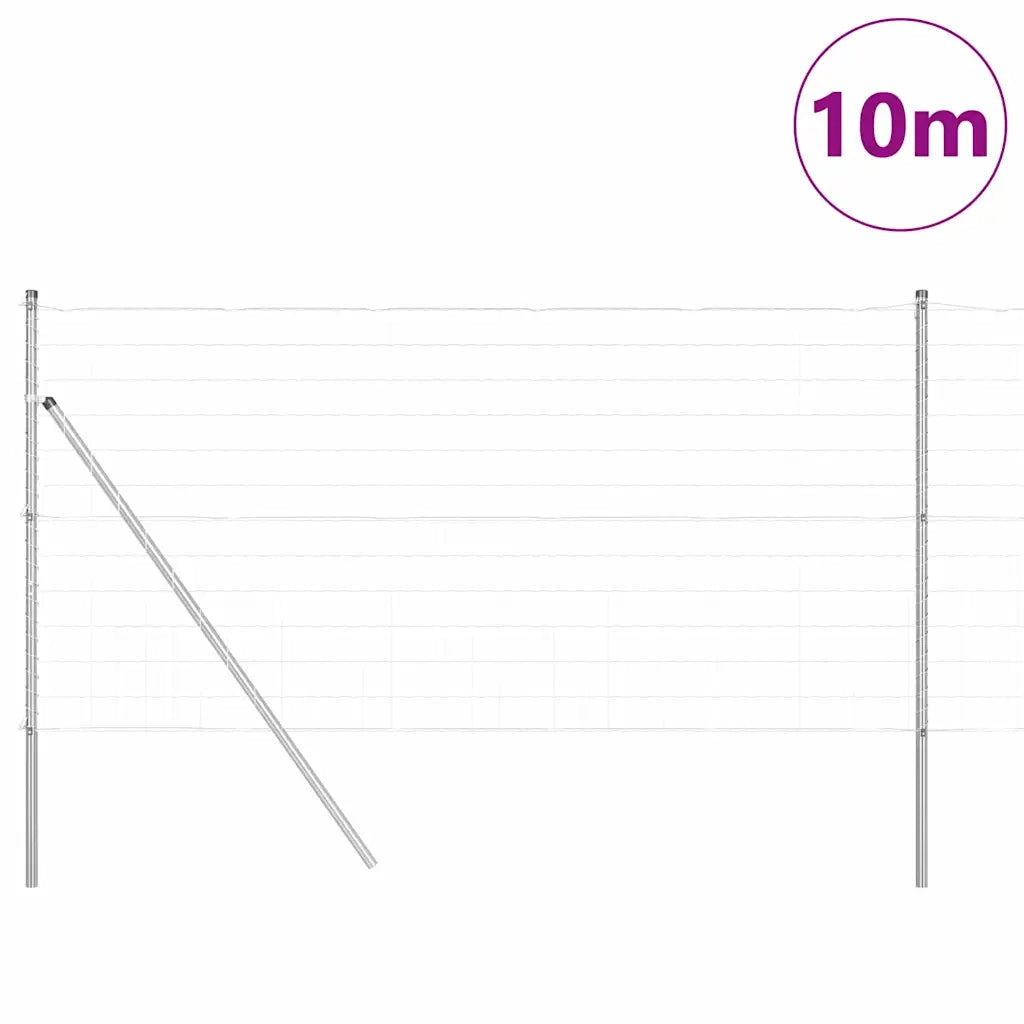 Recinzione da Giardino | Recinzione con Posto Argento 1 x 10 m Acciaio e PVC