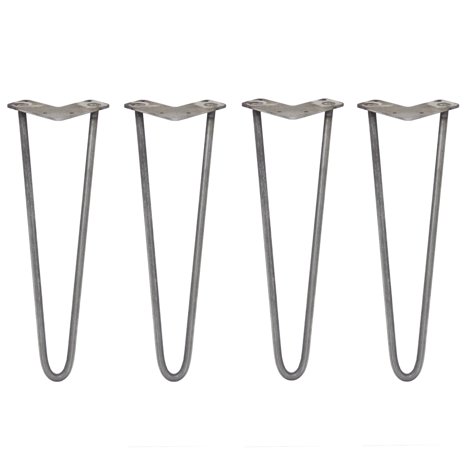 4 Gambe per Tavolo a Forcina SkiSki Legs 40.6cm Acciaio Naturale 2 Rebbi 12mm