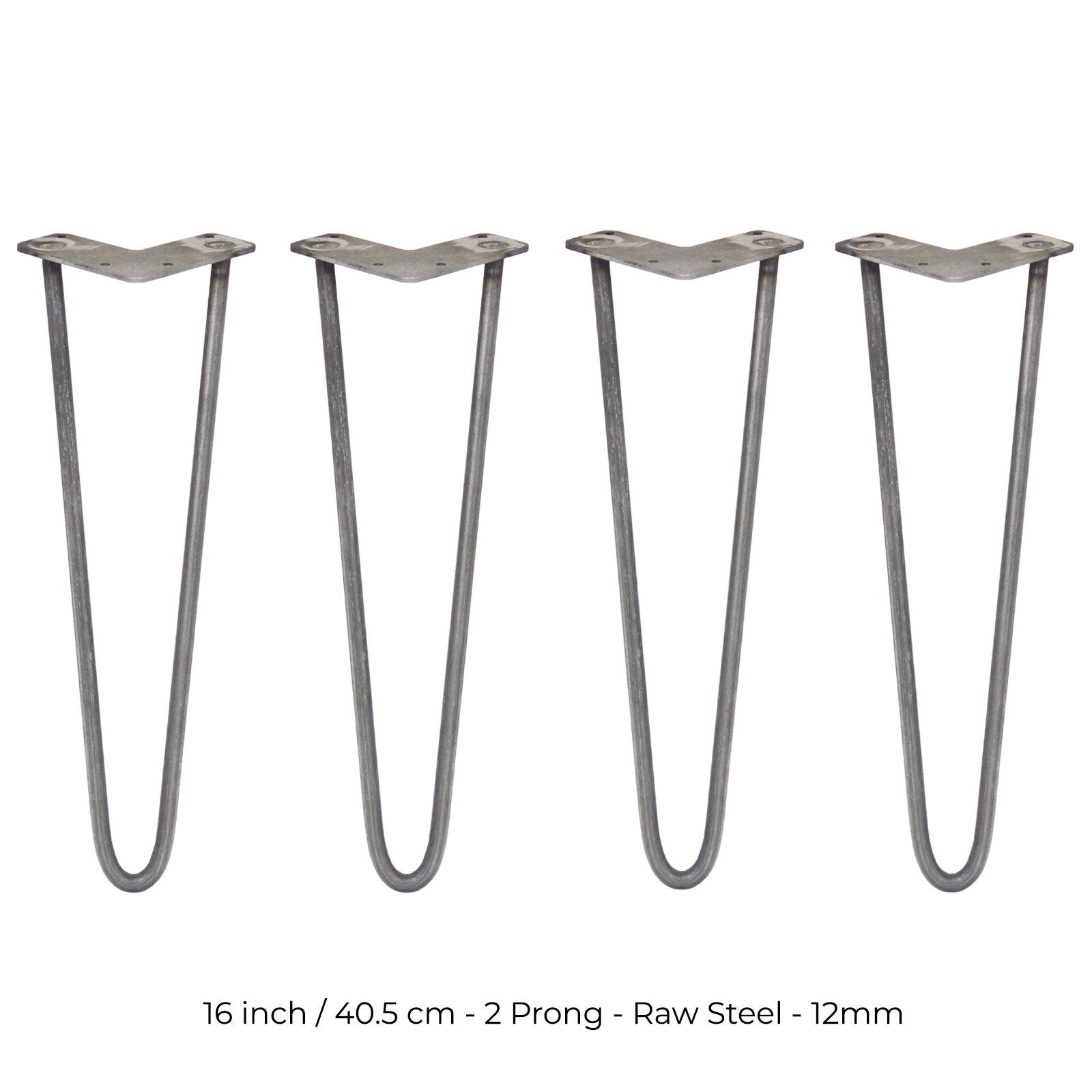 4 Gambe per Tavolo a Forcina SkiSki Legs 40.6cm Acciaio Naturale 2 Rebbi 12mm