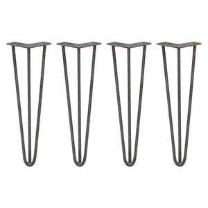 4 Gambe per Tavolo a Forcina SkiSki Legs 71cm Acciaio Naturale 3 Rebbi 10mm