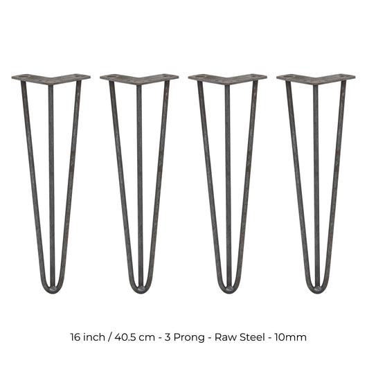 4 Gambe per Tavolo a Forcina SkiSki Legs 71cm Acciaio Naturale 3 Rebbi 10mm