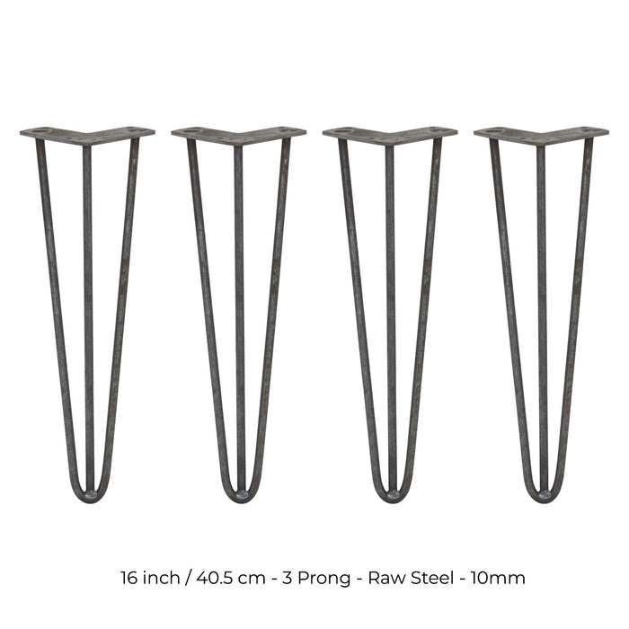 4 Gambe per Tavolo a Forcina SkiSki Legs 71cm Acciaio Naturale 3 Rebbi 10mm