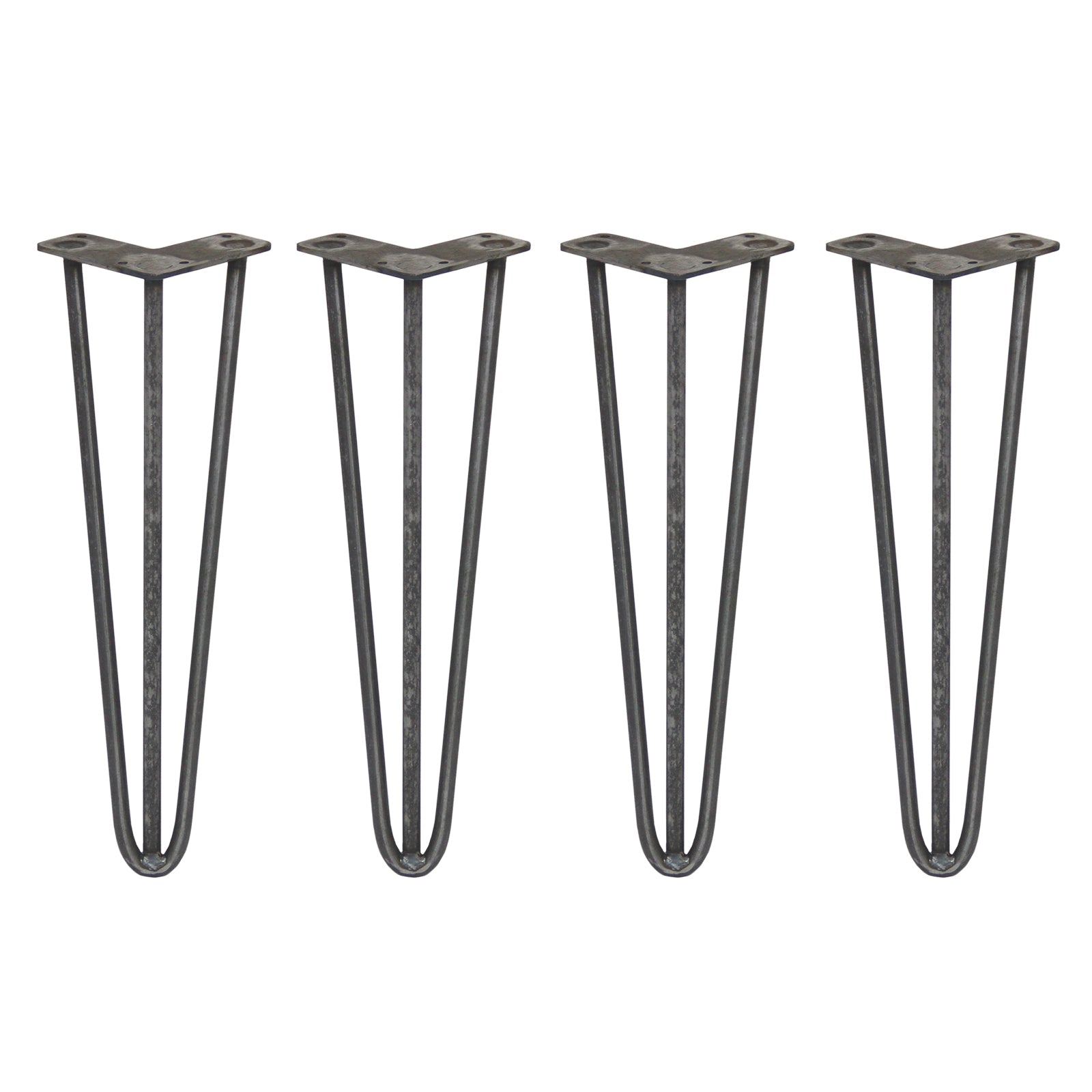 4 Gambe per Tavolo a Forcina SkiSki Legs 40,6cm Acciaio Naturale 3 Rebbi 12mm