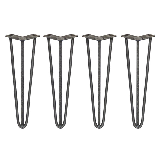 4 Gambe per Tavolo a Forcina SkiSki Legs 40,6cm Acciaio Naturale 3 Rebbi 12mm