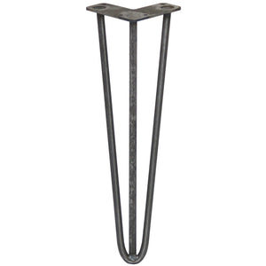 4 Gambe per Tavolo a Forcina SkiSki Legs 40,6cm Acciaio Naturale 3 Rebbi 12mm