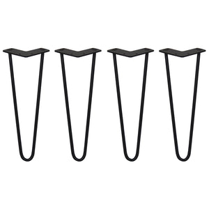 4 Gambe per Tavolo a Forcina SkiSki Legs 35,5cm Acciaio Nero 2 Rebbi 10mm