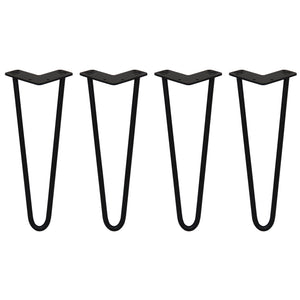 4 Gambe per Tavolo a Forcina SkiSki Legs 35,5cm Acciaio Nero 2 Rebbi 12mm