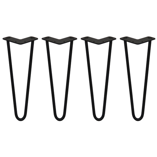 4 Gambe per Tavolo a Forcina SkiSki Legs 35,5cm Acciaio Nero 2 Rebbi 12mm