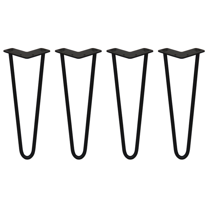 4 Gambe per Tavolo a Forcina SkiSki Legs 35,5cm Acciaio Nero 2 Rebbi 12mm