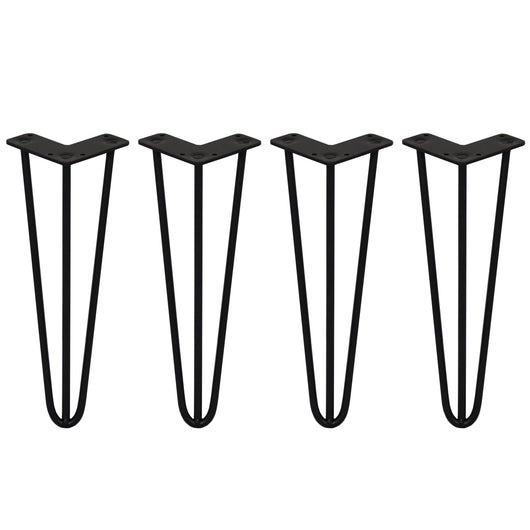 4 Gambe per Tavolo a Forcina SkiSki Legs 35,5cm Acciaio Nero 3 Rebbi 10mm