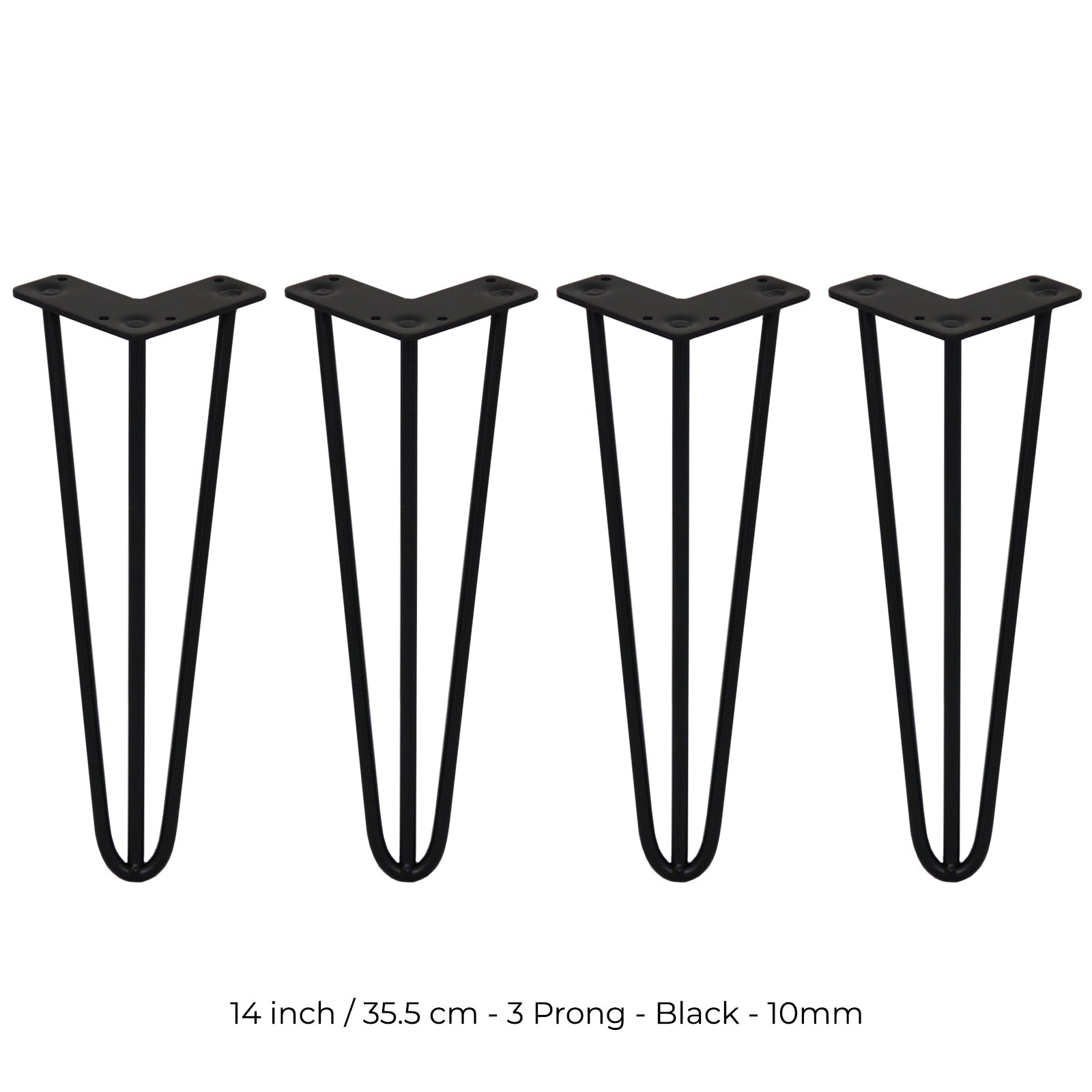 4 Gambe per Tavolo a Forcina SkiSki Legs 35,5cm Acciaio Nero 3 Rebbi 10mm