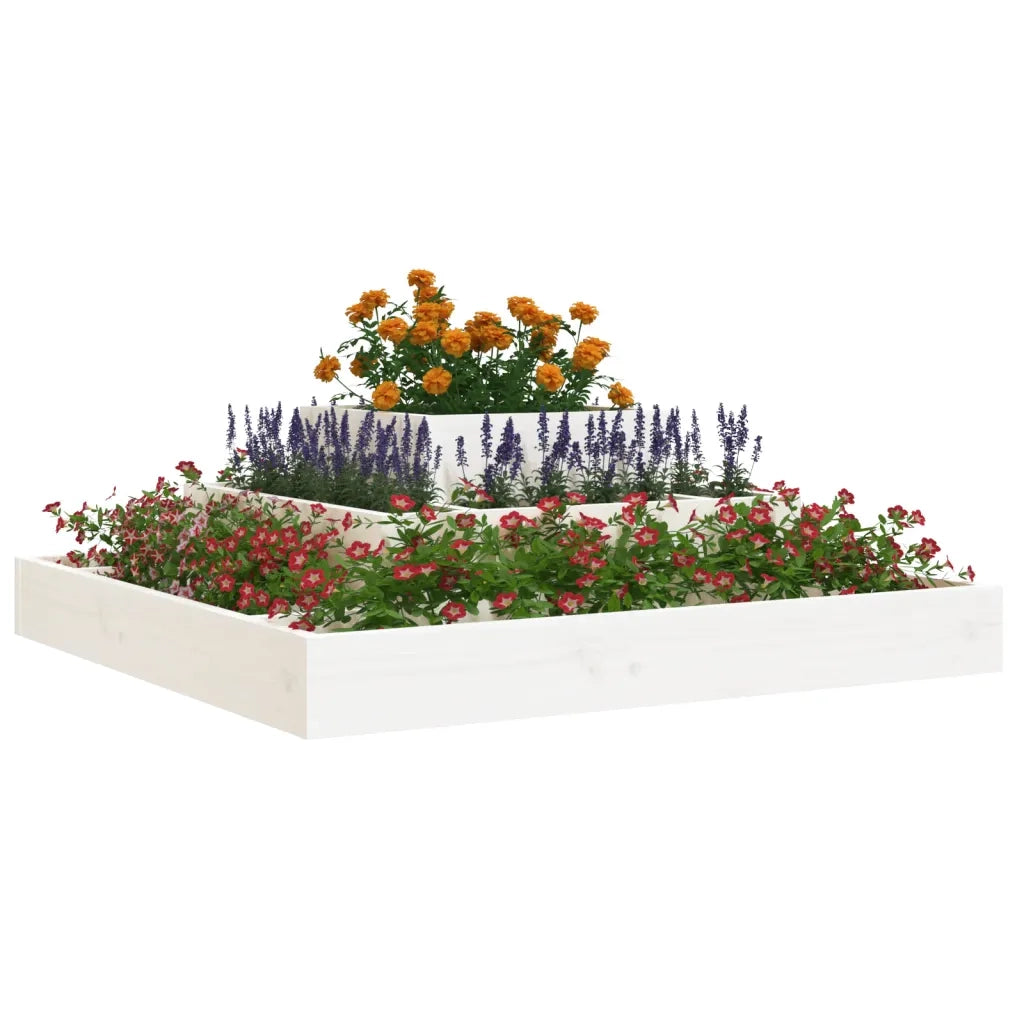 Fioriera-Vaso-Contenitore per Piante Bianca 80x80x27 cm in Legno Massello di Pino 149781