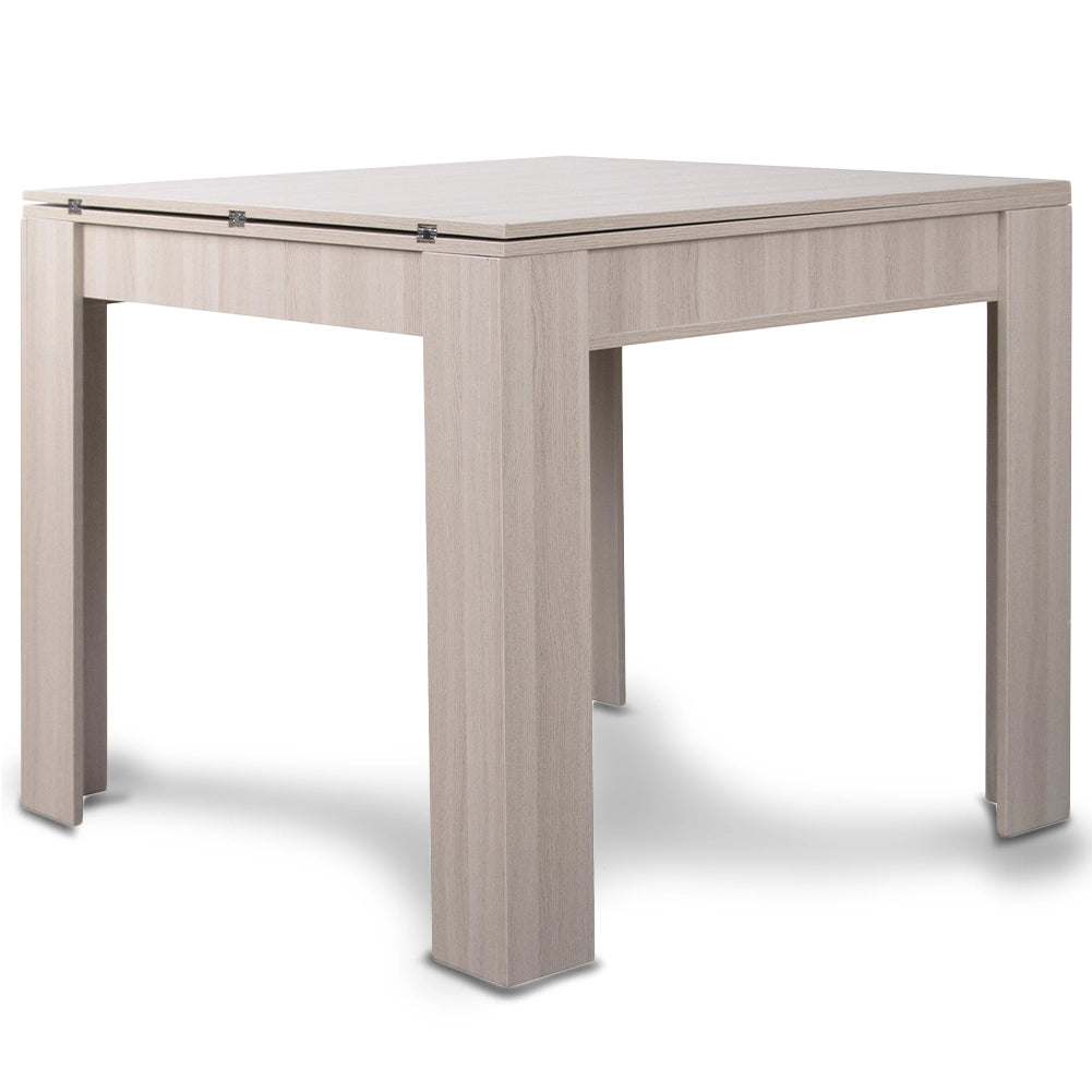 Tavolo da Pranzo Quadrato 90x90cm Allungabile a 180cm Apertura a Libro Tortora
