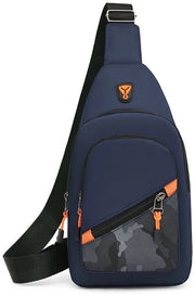 Borsa da spalla per uomo con grande capacità, tasca crossbody per cuffie, borsa multifunzionale da viaggio, blu