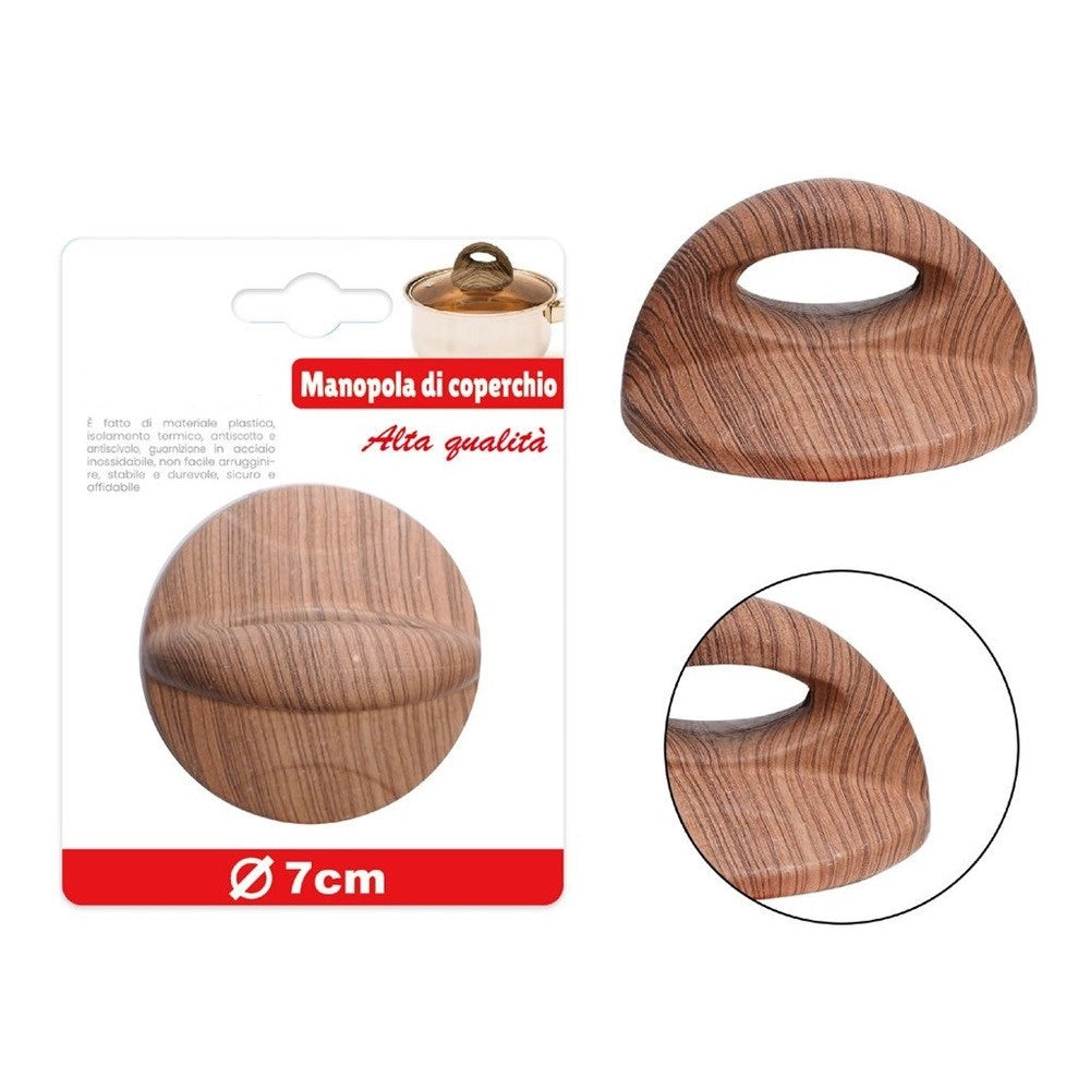 Trade Shop - Pomello Manopola Ricambio Per Coperchio Resistente Al Calore ø7cm Effetto Legno 607416 -