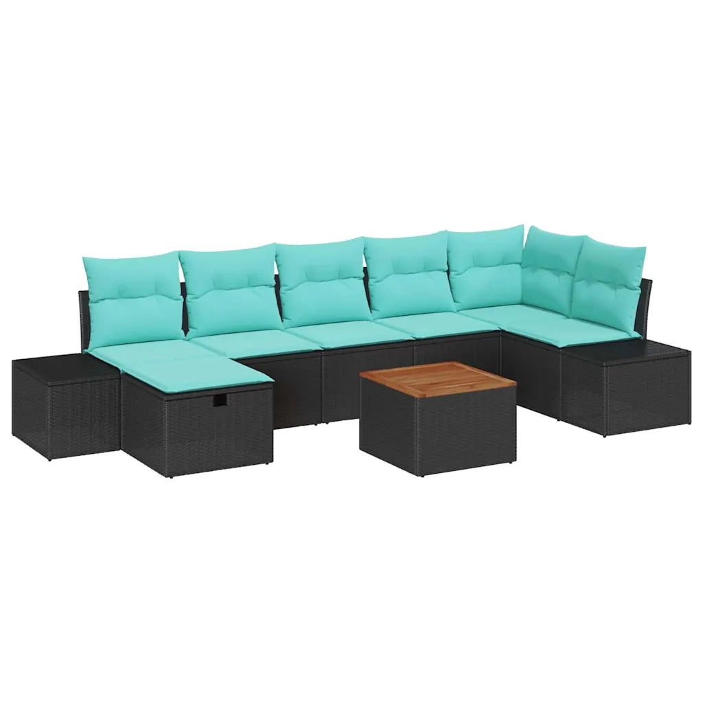 Set Divano da Giardino 8 pz Nero polyrattan 3359606