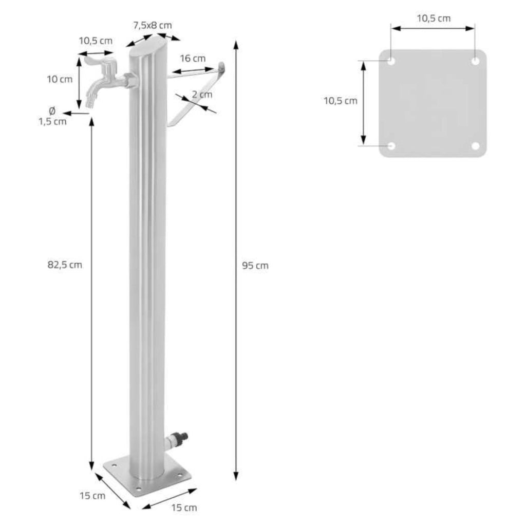 Fontana da giardino a colonna esterno tiglio acciaio inox spazzolato h 95 cm *** confezione 1