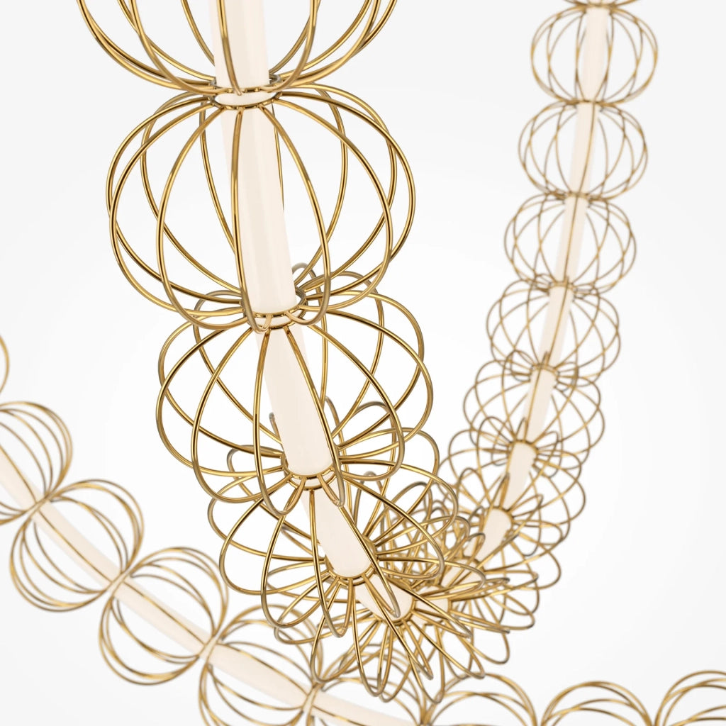 Maytoni Lampadario Sospensione Moderna Golden Cage 2 luci LED integrato oro metallo