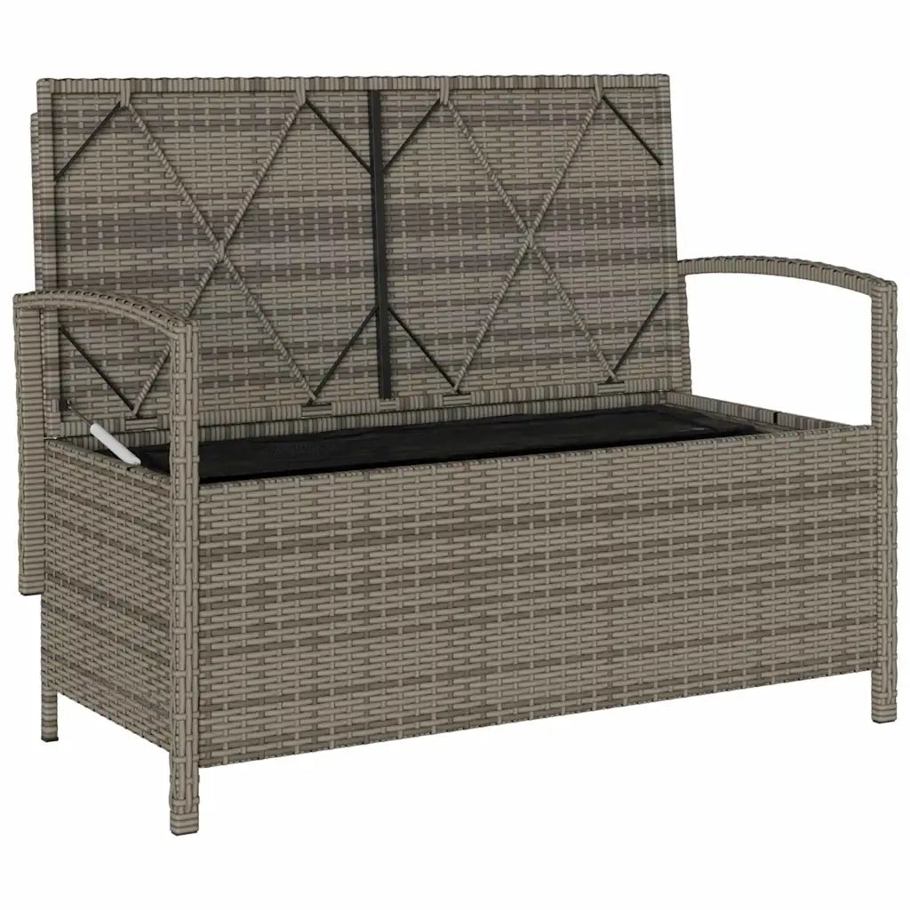 Panca Portaoggetti da Giardino con Cuscino Grigio in Polyrattan 4104218