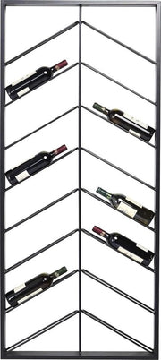 Rack per vini Bistro Doppio 160cm - Raccoglitore per bottiglie di vino - Metallo - Cassetto inclinato per la conservazione - Moderno - Montaggio a parete - Nero - 160x70x6cm