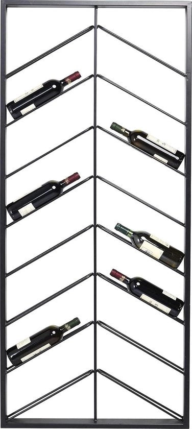Rack per vini Bistro Doppio 160cm - Raccoglitore per bottiglie di vino - Metallo - Cassetto inclinato per la conservazione - Moderno - Montaggio a parete - Nero - 160x70x6cm
