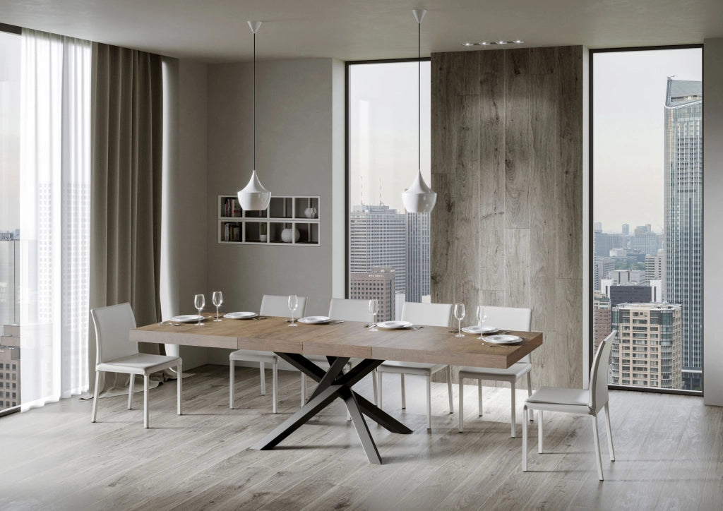 Tavolo allungabile 90x200/304 cm Volta Premium noce telaio Antracite