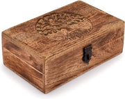 Cassa in mango con incisione di un albero - organizzatore di gioielli - idee regalo uniche - uomo donna - finitura in acciaio inossidabile