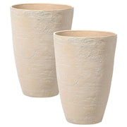 Set di 2 vasi tondi polvere di pietre per interno ed esterno beige sabbia soggiorno balcone giardino