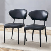Sedia da Pranzo Set da 2 con Schienale Ergonomico Curvo e Gambe Antiscivolo in PU e Metallo Nero