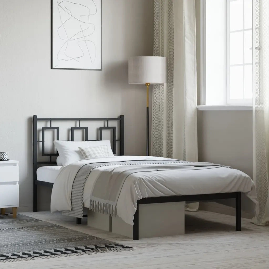 Giroletto con Testiera-Struttura Letto con testiera in Metallo Nero 90x190 cm 665072