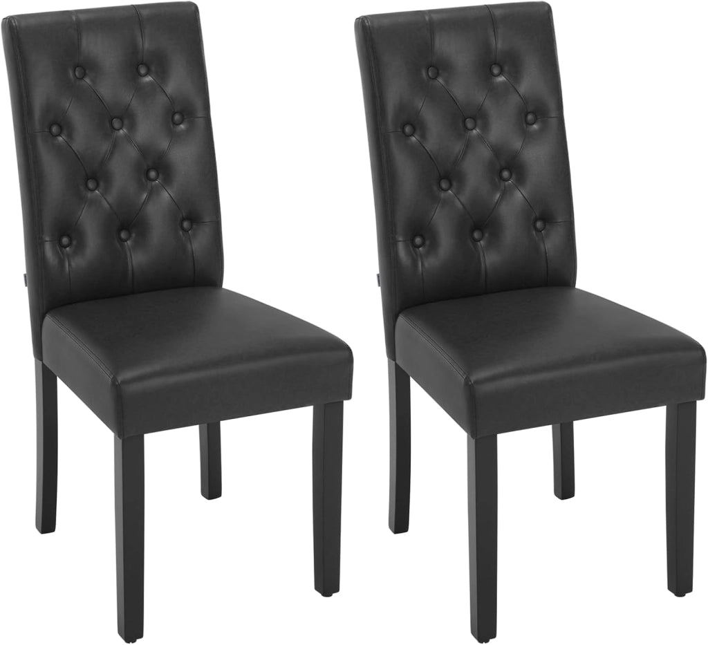 Sedia Sala da Pranzo da 4 Pezzi, Sedie da Cucina con Schienale Alto, Sedia Imbottita per Camera da Letto, Soggiorno, Gambe in Legno e Sedile in Similpelle, Marrone, EZS20br-4