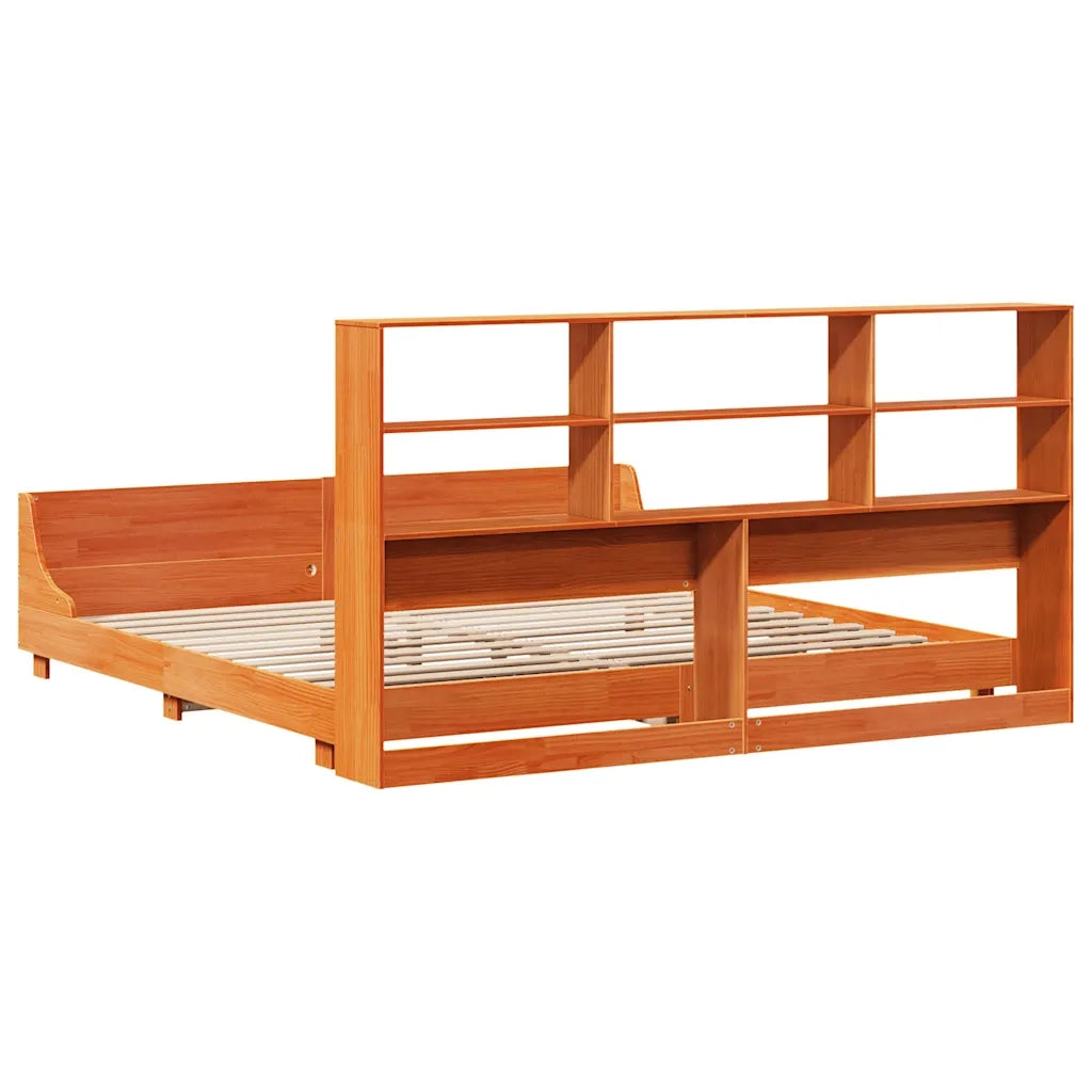 vidaXL Giroletto senza Materasso Marrone Cera 200x200 cm Legno di Pino