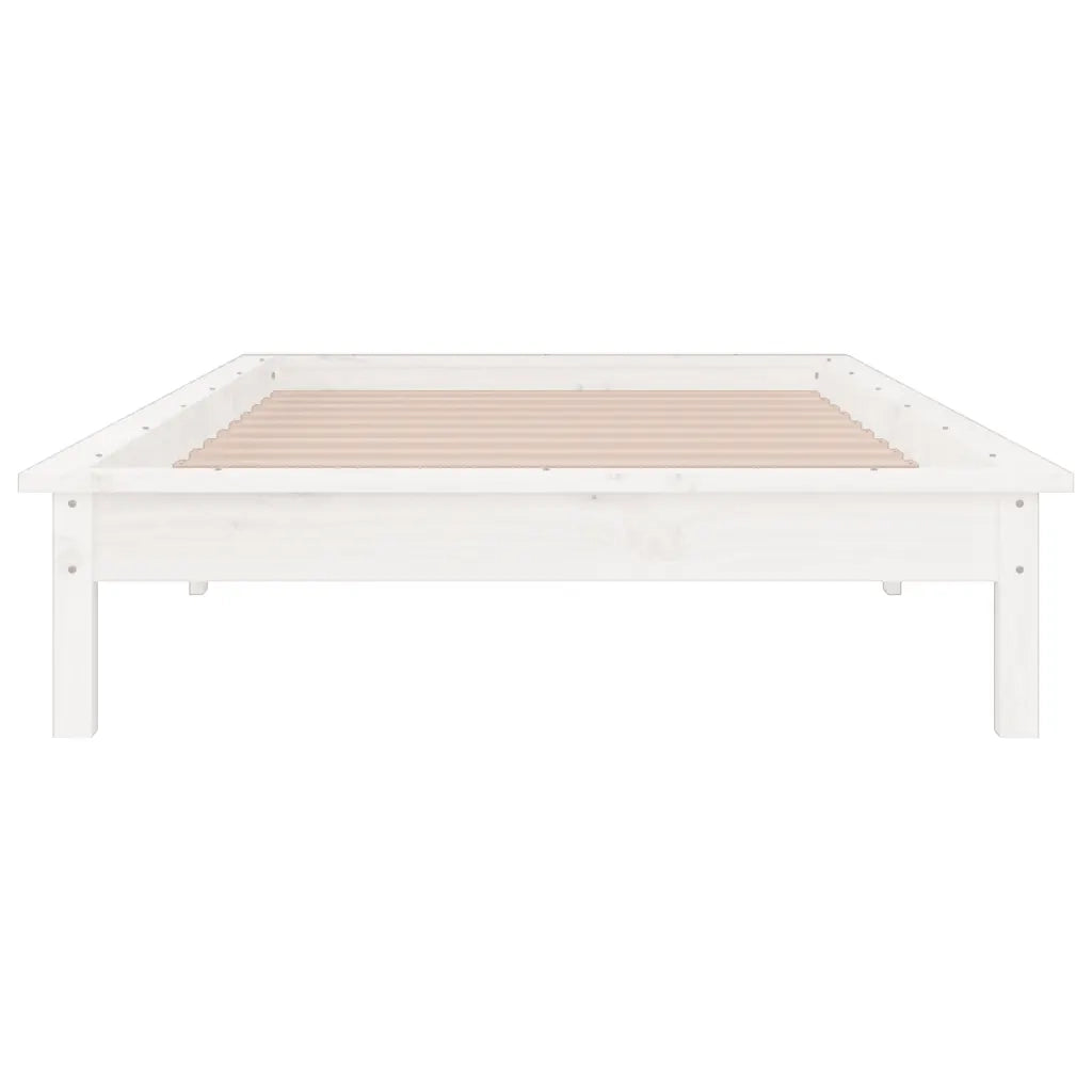 Letto singolo | Letto per adulti | Giroletto con LED Bianco 100x200 cm in Legno Massello