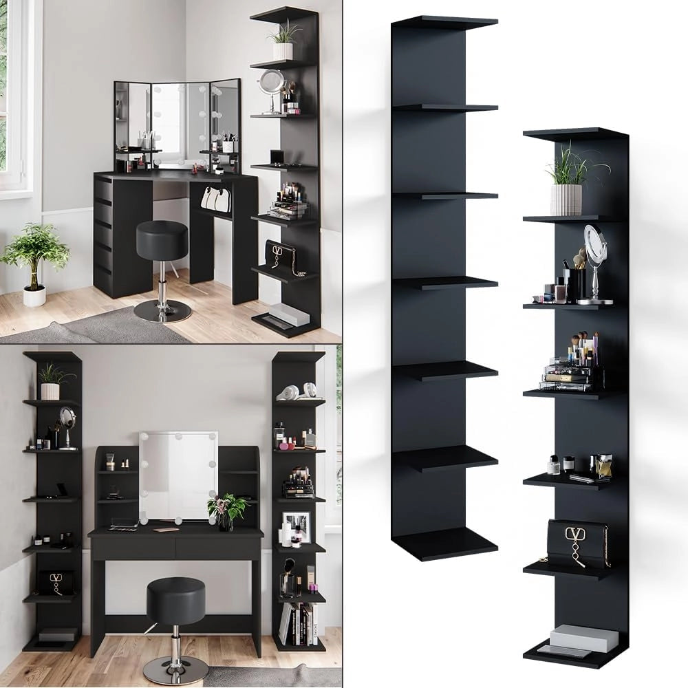 Libreria da parete Paolo, Nero, 30 x 190 cm, montabile per riporre libri e decorazioni