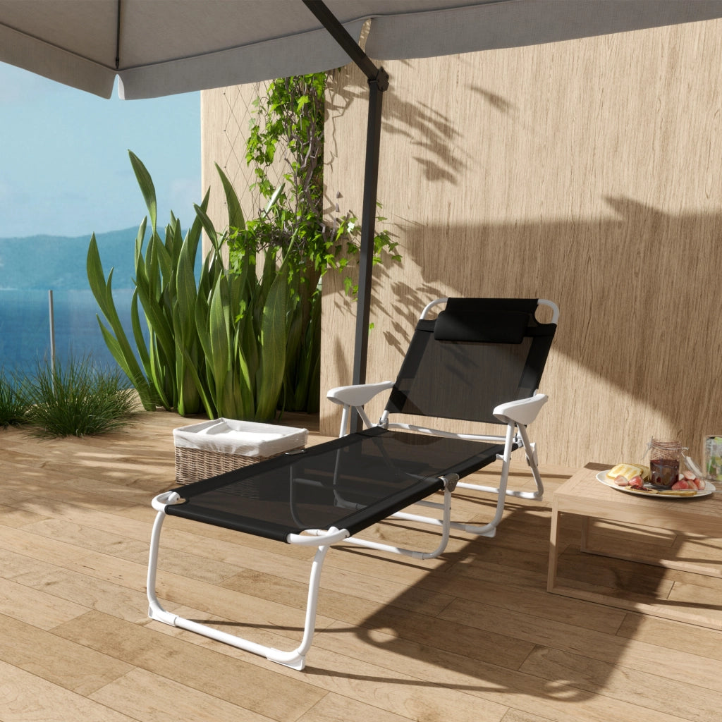 Sdraio pieghevole da giardino con cuscino ¨C zephmum ¨C nero