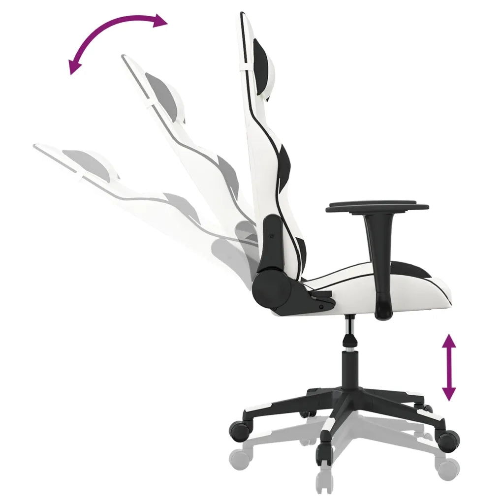 Sedia da Gaming Massaggiante Bianco e Nero in Similpelle cod mxl 65154
