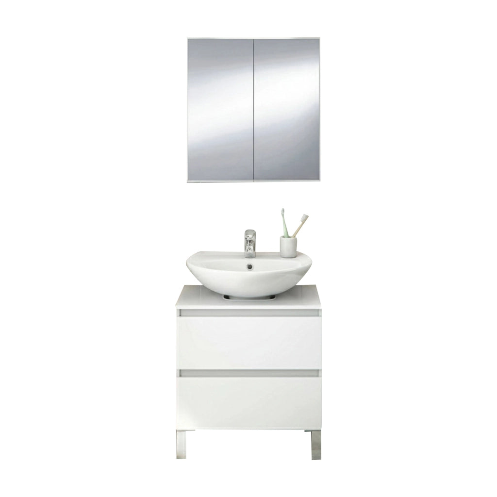Gaiola, set Mobili Bagno Specchio Incluso, Bianco Lucido