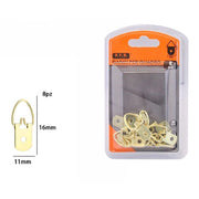 Trade Shop - Set 8 Pz Ganci Gancetti Dorati Per Quadri Cornici Appendere Parete 11x16mm 07997 -