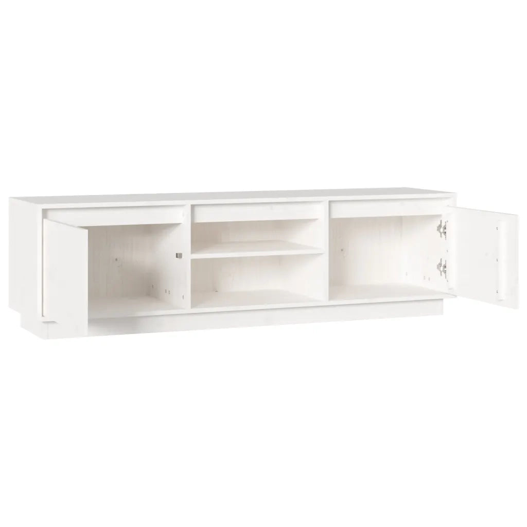 Mobile Porta TV Bianco 140x35x40 cm in Legno Massello di Pino 840413