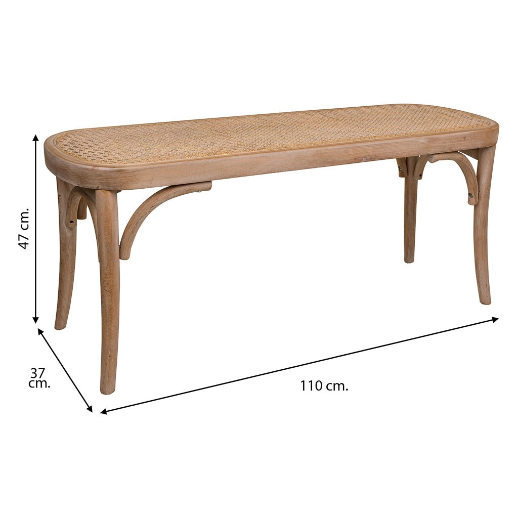 Sgabello in legno e rete marrone 110x37x47h